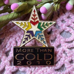 More Than Gold 2010 Winter Olympics Gold Tone Metal And Enamel Pin Pinback